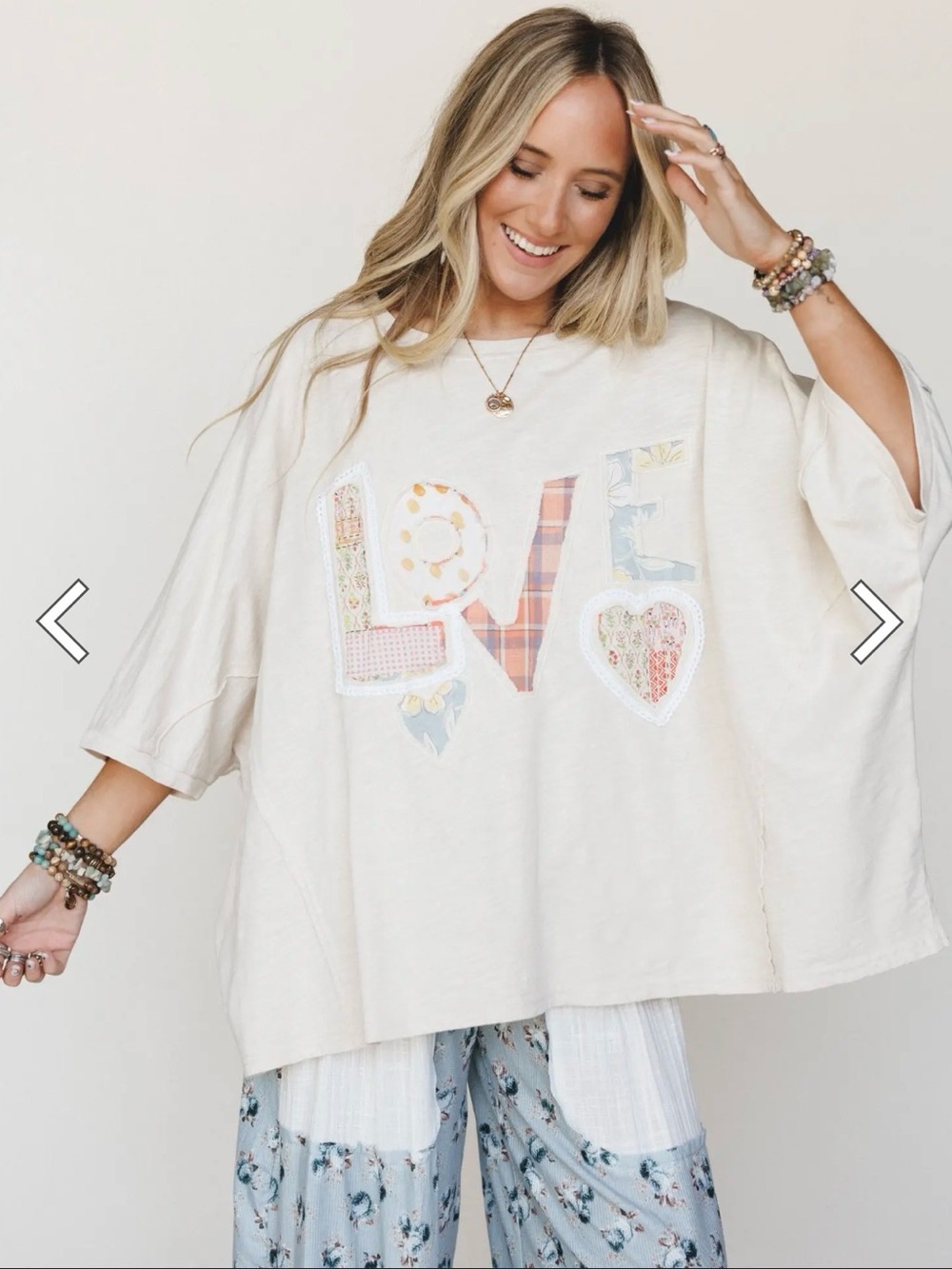 Easel- All In Love Tee Oversized Women’s Top - Cream